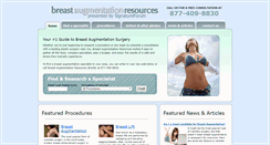 Desktop Screenshot of breastaugmentationresources.com