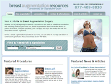 Tablet Screenshot of breastaugmentationresources.com